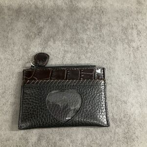 Brighton Leather Coin Purse Black With Brown Croc Trim